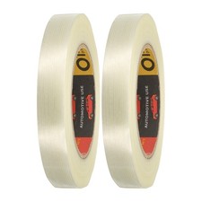 2 Rolls Filament Strapping Tape, 3/4"x54.7yd Fiberglass Striped Packaging