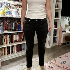 7 For All Mankind Josefina Boyfriend Jeans In Black, Size 28