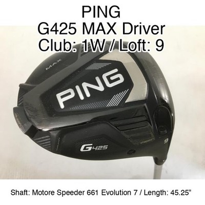 PING G425 MAX Driver 1W Driver 9 45.25'' Motore Speeder 661 Evolution 7 Stiff Rig