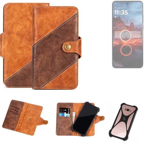 Housse étui Portefeuille Pour Thomson Friendly TH101 - Simili-cuir Marron, Neuf K-S-Trade