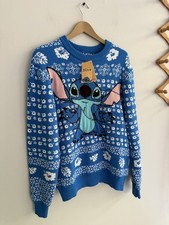 NEW Disney Stitch Light Up Holiday Sweater Fair Isle Knit Pullover Adult Sz M