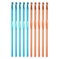 10Stk Aluminium HäKelnadel 5Mm 5.5Mm Stricknadel FüR Diy Basteln Blau Orange