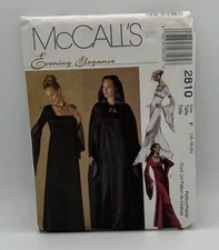 McCall's Evening Elegance Pattern 2810 Size F 16-18-20 Gown & Cape Vintage 2000