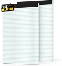 Graph Paper Pad 8.5 X 11, 2 Pack 4X4 Graph Ruled, Grid Paper Pad 8-1/2 X 11....