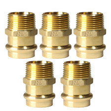 5 Pack  XFITTING 1" Propress Male Adapter, Lead Free Brass, 1" Press Fit Male
