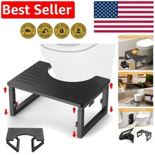 Elegant Bamboo Toilet Stool with Adjustable Heights - 7 to 9 Inch Squatting Aid