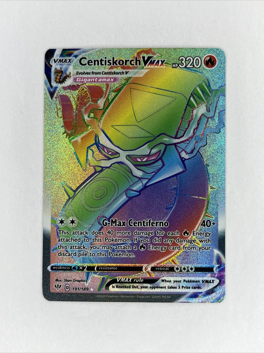 Centiskorch VMAX 191/189 Rainbow Secret Rare Pokémon Darkness