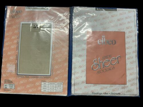 2 Pairs Of Vintage ELBEO Sheer Stockings - Nile - Large UK 6 To 7.5 - Photo 1/3