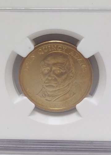 2008 US PRESIDENTIAL $1 COIN ERROR JOHN ADAMS NGC MS 66 MISSING EDGE LETTERING - Picture 2 of 4