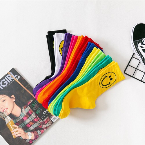 NEW Different Colour Smiley Face Socks Cotton Punk Novelty Men Women Unisex Gift - Picture 7 of 20