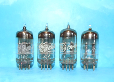 4 GE General Electric 12AT7 Tubes Halo Getter~ Copper Grid Posts~