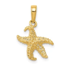 14k Yellow Gold Starfish Pendant Perfect Gift for Her