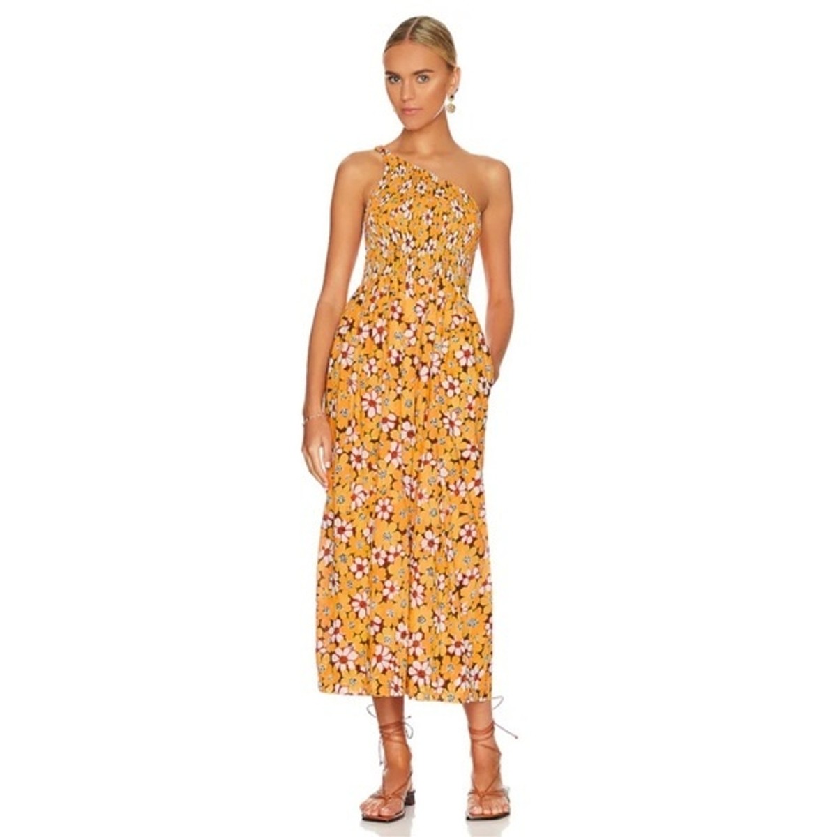 knee length dresses for ladies Maxi linen dress AGRA in White main image 0