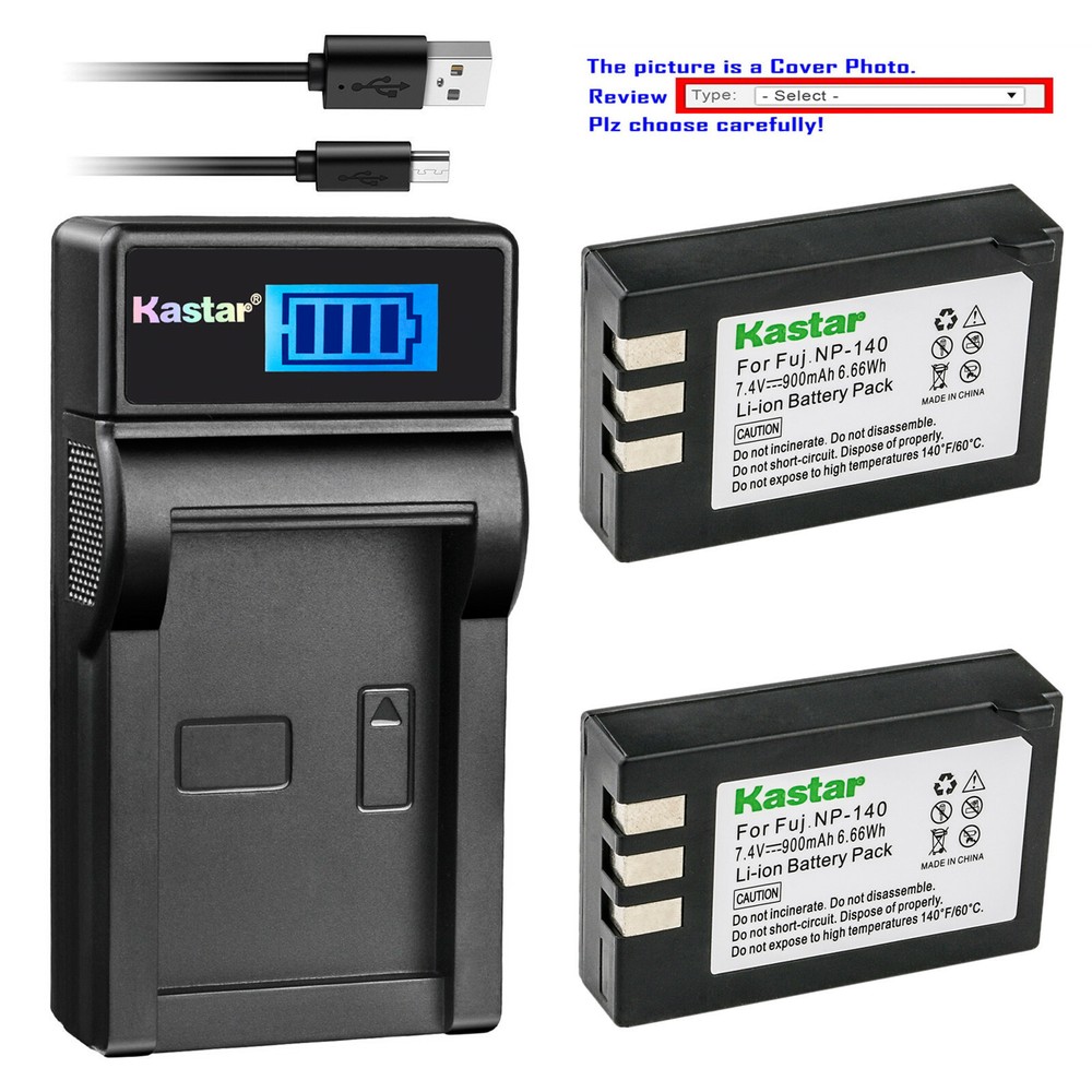Kastar Battery LCD USB Charger for Fujifilm NP-140 FNP-140 & Fuji BC-140 BC140