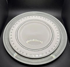 NEW Mikasa Cadence Stone Grey Dinner Plate & Salad Plate Set NWT