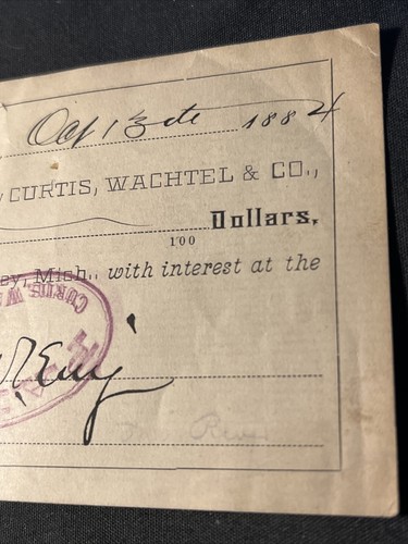 I.O.U. a cheque de colección 1894 a Banking House of Curtis Wachtel & Co Petoskey Michigan - Imagen 5 de 7