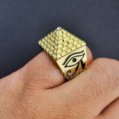 ICED RAPPER HIP HOP GOLD PLATED ALLOY LUXURY EGYPTIAN PYRAMID PINKY 8 ...
