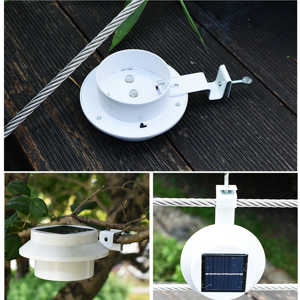 1-4X LED Solar Gutter Lights Wall Light 3LED Outdoor Garden Pathway Fence Lamps - Image 4 of 4