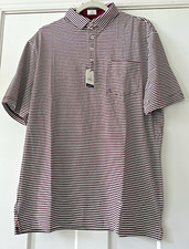 Johnnie O NWT Men's Large Pocket Polo Shirt Maroon Stripe Nelly Cotton NWT 89