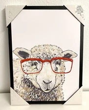 Farm Sheep With Glasses Framed Art Design by Yvette St. Amant 12”x16” New