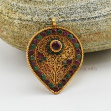 Gold Plated Silver Kamal - Lotus Flower Silver Pendant From Patan, Nepal.