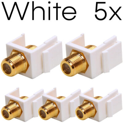 5 Pack F-Type Keystone Jack Coaxial Cable Coupler F-Type Insert for Wall Plate