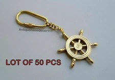 Nautical Key chain Brass Wheel Key Chain Lot Of 50 Unit Collectible Key Ring New