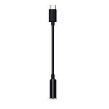 USB Type C to 3.5mm Female Headphone Jack Adapter Black 10cm