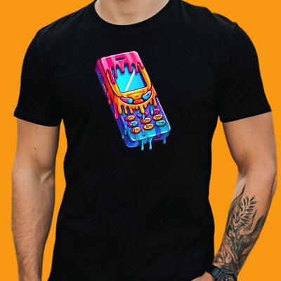 Mens T Shirt 90s Retro Melting Design Colourful Vintage Style Fun XS to 5XL Shirt
