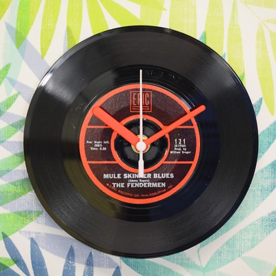 The Fendermen 'Mule Skinner Blues' Retro Chic 7'' Vinyl Schallplatte Wanduhr