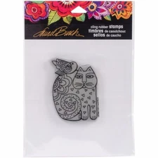 Stampendous Laurel Burch Cling Stamp - Feline Friend - Cat & Bird
