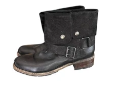 Clarks Volara Sky Fold-over Moto Boots Womens Size 10 M Black Suede Leather
