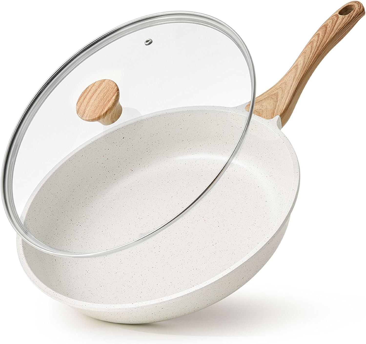 SENSARTE Nonstick Ceramic Frying Pan with Lid 8/9.5/10/11/12.5 Inch Omelet Pan S