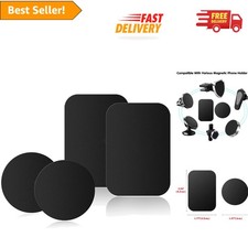 4-Piece Adhesive Thin Metal Plates for Magnetic Mounts - Black, Stylish  Secure