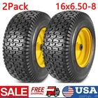 16x6.50-8 Lawn Mower Tires with Wheel, 4 Ply Tubeless Tractor Turf Tire,2PCS