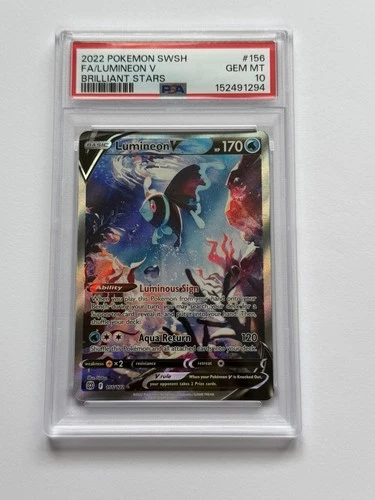PSA 10 Lumineon V Holo Full Art Ultra Rare TCG Card Brilliant Stars 156/172 Gem