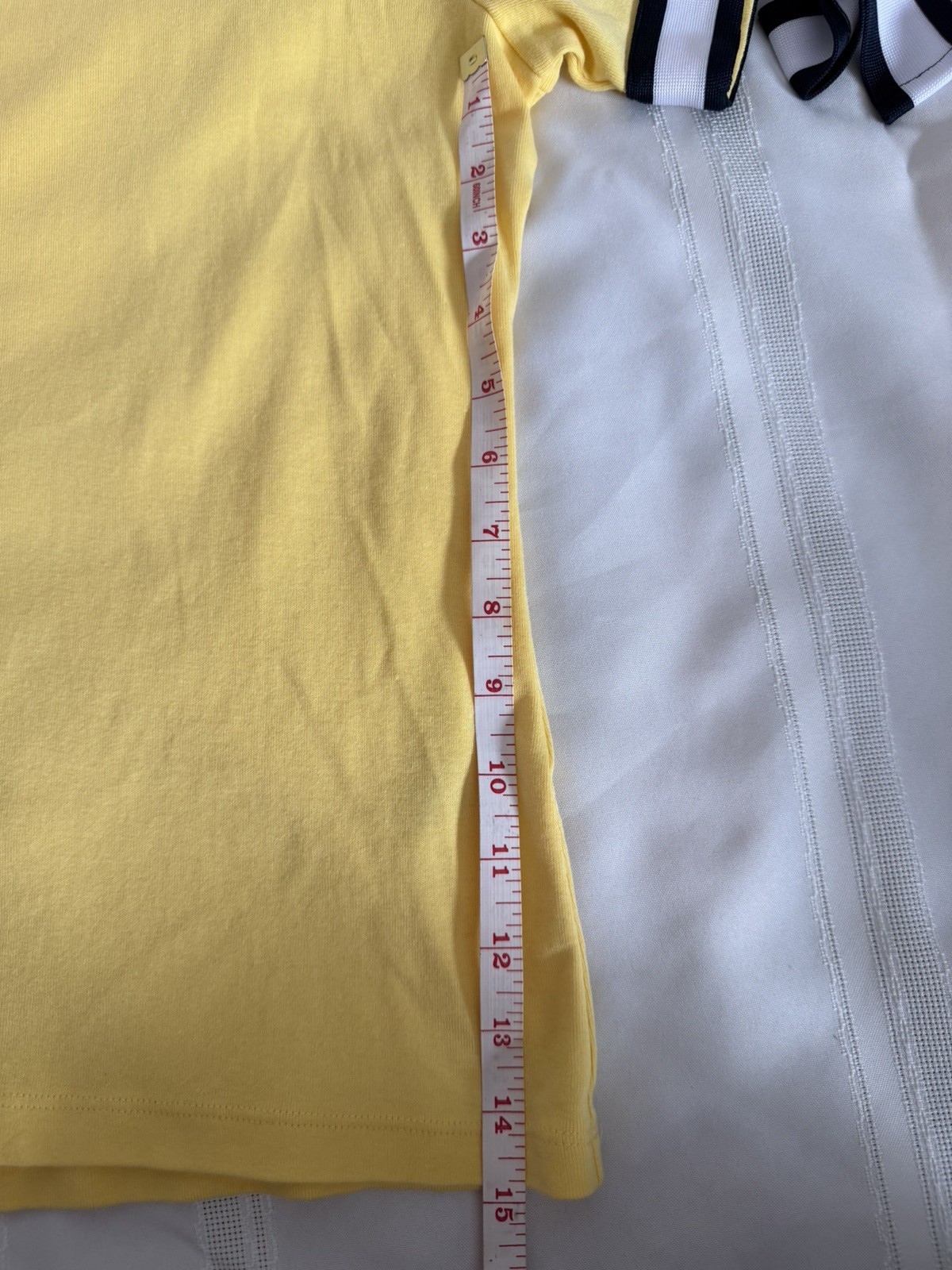 Tommy Hilfiger Shirt Womens Lemon Yellow Tie Sleeve Flag Logo Embroidered Large thumbnail 3