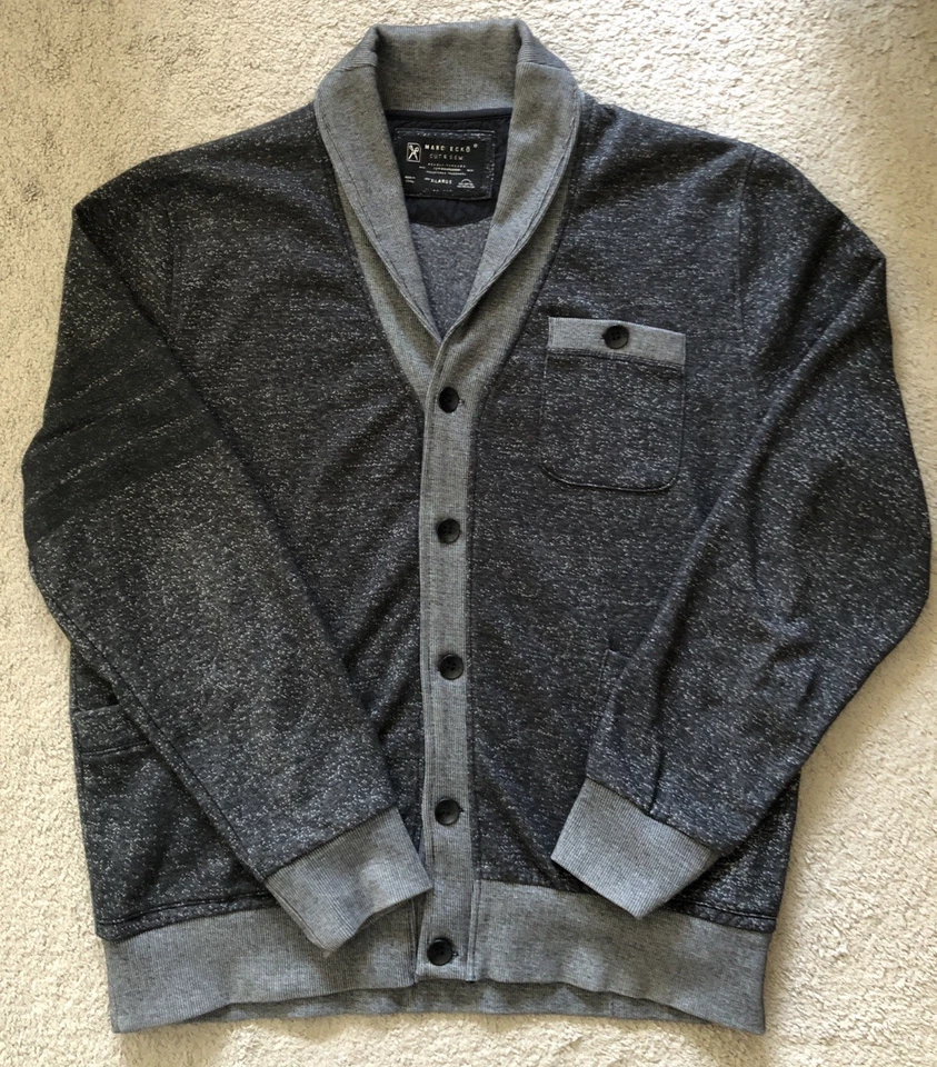 Cárdigan Marc Ecko Corte y Costura Suéter Chaqueta Botones Bolsillos Delanteros Para Hombre Talla XL Foto 2 de 4