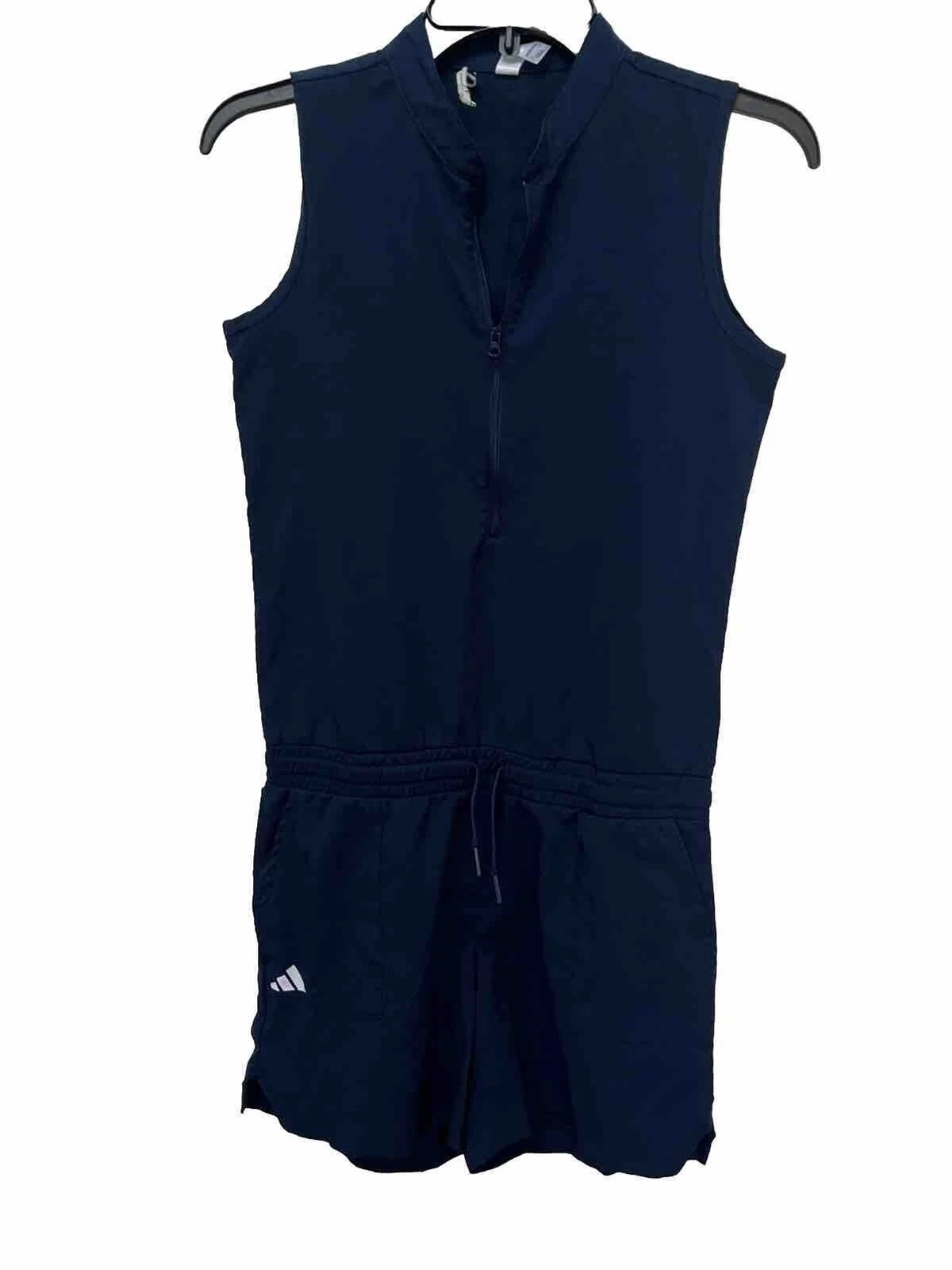 Adidas Golf Kids Half Zip Elastic Tie Waist Sleeveless Romper Large Girl Navy