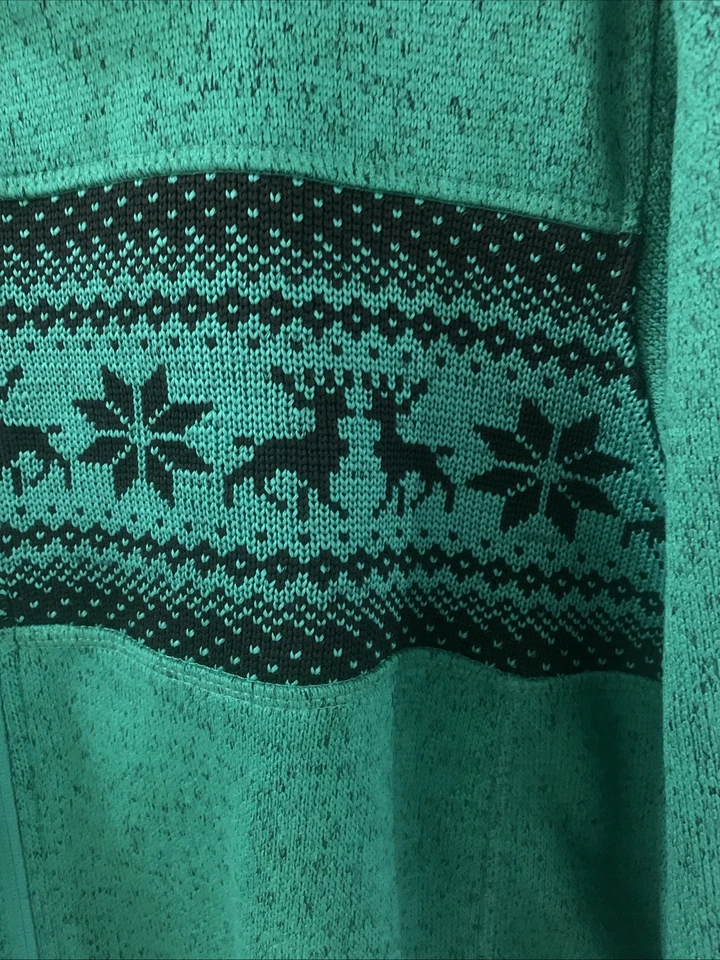 Chaqueta para mujer Faded Glory 3X 22-24WGreen Sherpa forrada con cremallera reno copo de nieve Foto 2 de 4