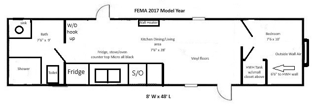 2018 1BR/1BA 8×48 FEMA Mobile Home Park Model or Office-Zone 3-A/C-All SE States - Image 5