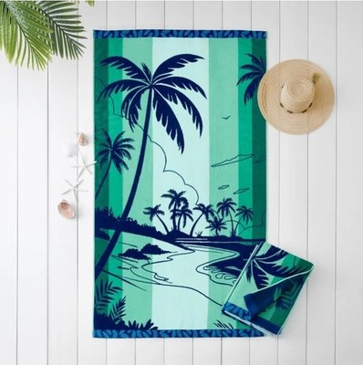 Welspun Beach Towels Multicolor 2-Pack Palm Trees Vacation Scene 72'' X 40''