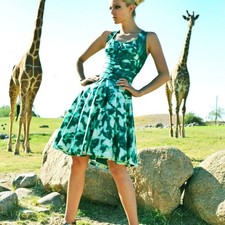 Oscar De La Renta Silk Abstract Fit Flare Dress SZ 8 