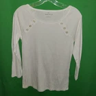 5748) NWOT TALBOTS small cotton tee 3/4 sleeve white knit top pullover new