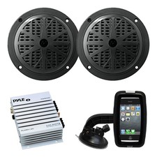 2x Pyle 5.25'' 100W Marine Stereo Speakers, 2- Channel Amplifier, Iphone Case