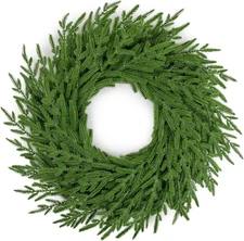 26 Inch Real Touch Norfolk Pine Wreath for Front Door, Green Wreaths Artificial