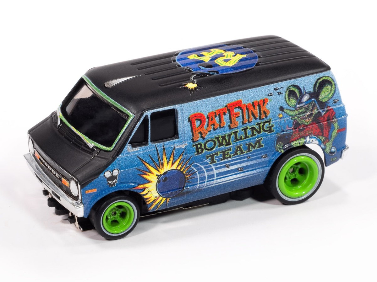 77 Dodge Van Rat Fink (ED ROTH)☆HOスロットカー Auto World 4Gear 1977 Dodge Van Rat Fink Flat (Flat Black & Blue