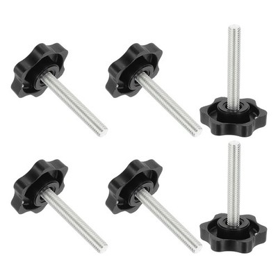 M6 x 40mm Thread Star Knobs, 6Pcs Plastic Star Hand Tightening Screw, Black