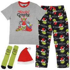 Dr. Seuss The Grinch Men's Feelin Grinchy 4-Piece Lounge Sleep Gift Set M 