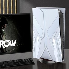 Cover Case White Skin Compatible with PS5 Console , Side Plates Shell Faceplate